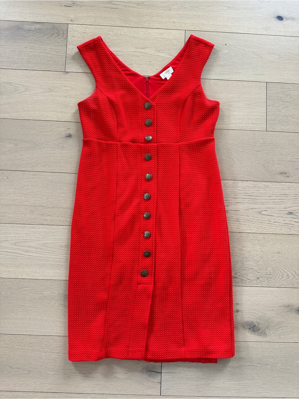 Anthropologie Maeve Red Button-Front Midi Dress